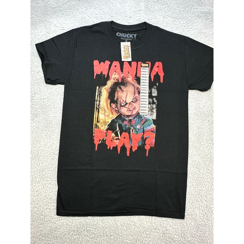 Ripple Junction Mens Shirt Black Small Childs Play Chucky Wanna Play Horror T
